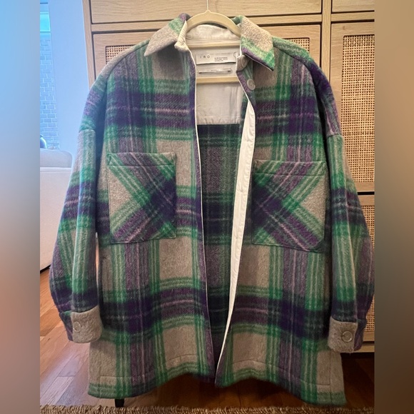 IRO Malhow Green and Purple Plaid Coat Size 4 - Picture 2 of 3